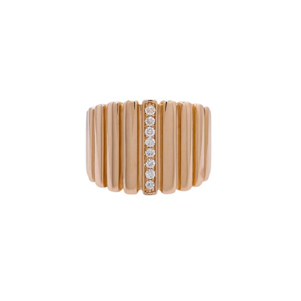 Jay Feder 14k Yellow Gold Diamond Pleated Band Ring For Discount