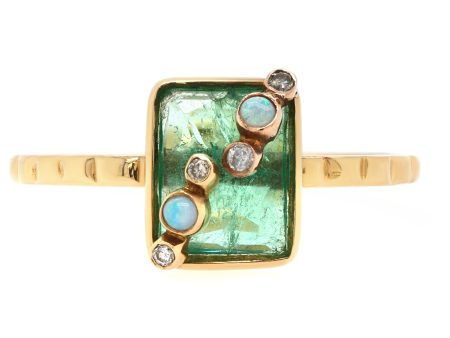 Jay Feder 14K Yellow gold Zambian Emerald Opal Diamond Ring Online