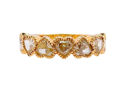 Jay Feder 18k Yellow Gold Heart Yellow Diamond Bezel Milgrain Band Ring Online Hot Sale