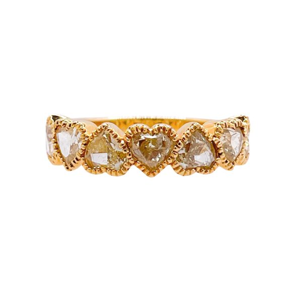 Jay Feder 18k Yellow Gold Heart Yellow Diamond Bezel Milgrain Band Ring Online Hot Sale