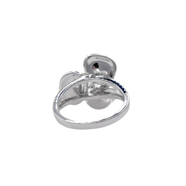 JAY FEDER 18K WHITE GOLD DIAMOND SAPPHIRE 3 STONE HALO RING Online