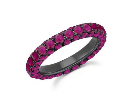 Graziela Gems 18K white gold ruby 3 sided eternity band Fashion