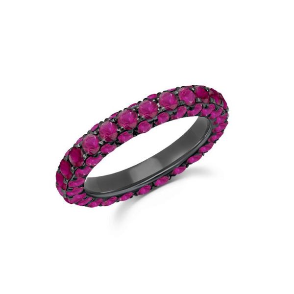 Graziela Gems 18K white gold ruby 3 sided eternity band Fashion