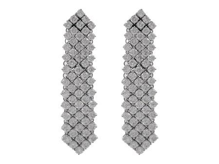 JAY FEDER 18K WHITE GOLD DIAMOND DROP DANGLE EARRINGS Online now