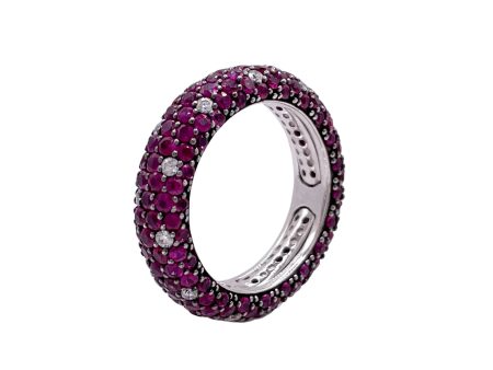 JAY FEDER 18K WHITE GOLD RUBY WEDDING BAND RING Online Hot Sale