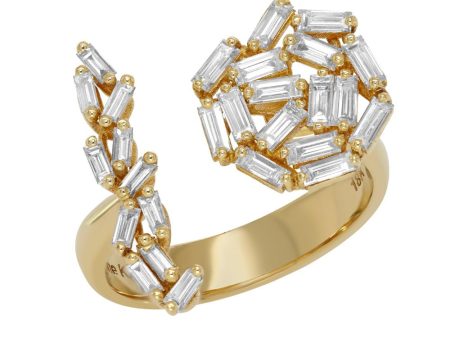 Suzanne Kalan 18K yellow gold diamond baguette Fireworks ring For Discount