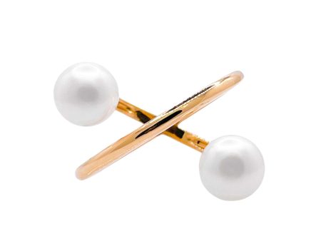 Jay Feder 18k Yellow Gold Pearl Crossover Wrap Ring For Discount