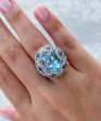 Jay Feder 18K White Gold Diamond Blue Topaz Ring Discount