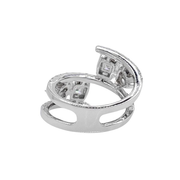 Jay Feder 18k White Gold Diamond Bypass Crossover Ring For Discount