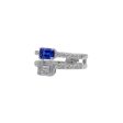 JAY FEDER 14K WHITE GOLD DIAMOND BLUE SAPPHIRE BAND RING Online Sale