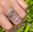 Jay Feder 18K White Gold Diamond Wrap Starburst Ring For Sale